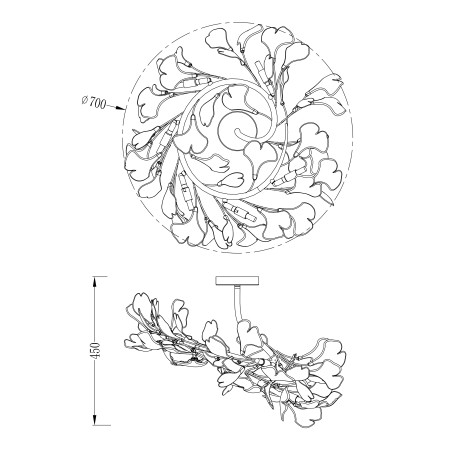 Plafon Leaf ZumaLine: Biało-złoty, ceramiczny - Elegancki design