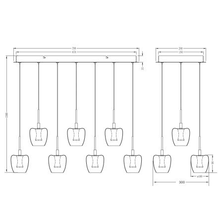 Lampa wisząca ZumaLine Nelson - 11 punktów, szkło, LED