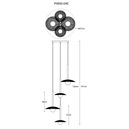 Lampa wisząca ZumaLine Nicosia: Dekoracyjna, 4 punkty, złota