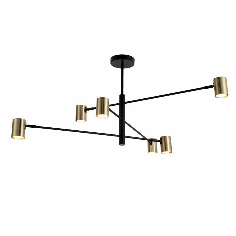 Lampa sufitowa Pedro ZumaLine | 6 punktów, czarno-złota