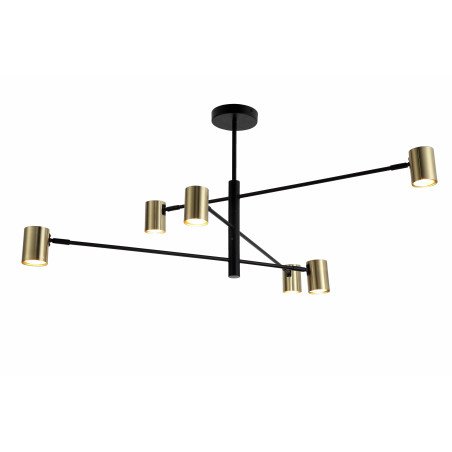Lampa sufitowa Pedro ZumaLine | 6 punktów, czarno-złota