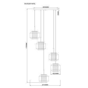 Lampa wisząca ZumaLine Solix | 5 punktów, szkło, nowoczesny styl