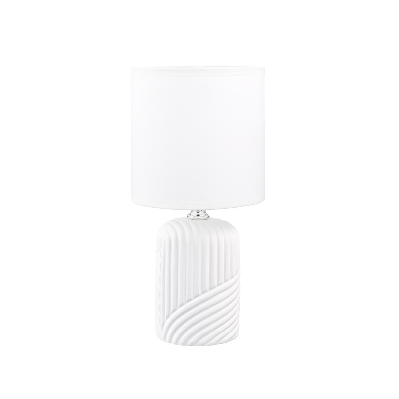 Lampka ceramiczna ZumaLine | Styl Japandi, biały abażur