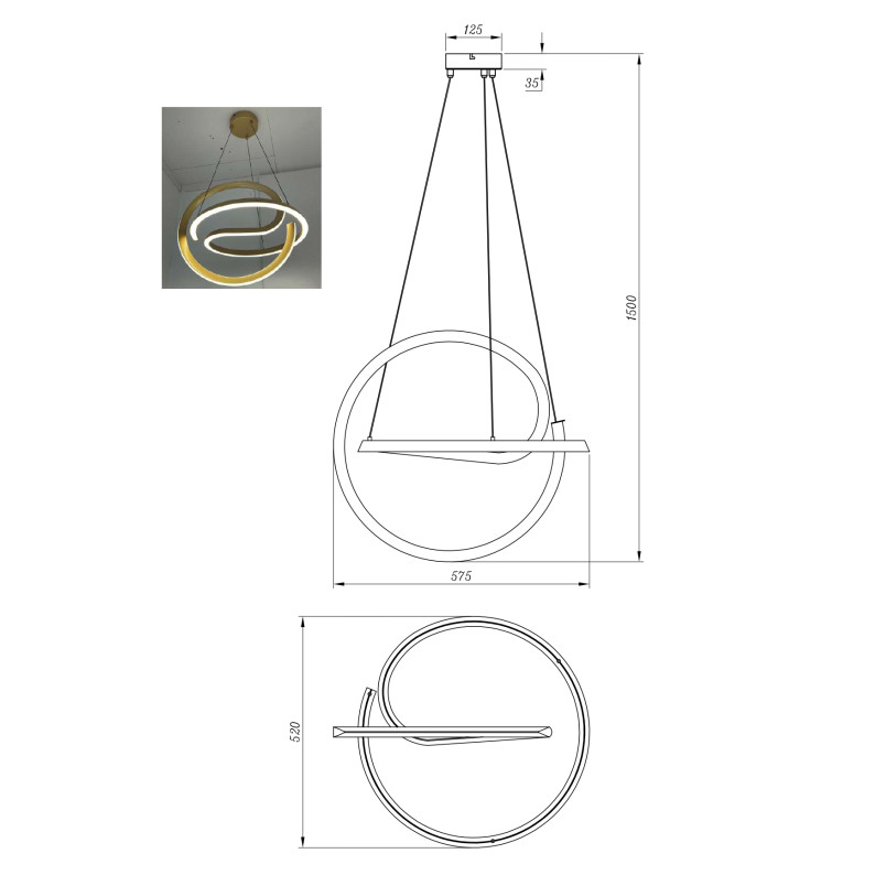 Lampa wisząca Velenne ZumaLine | Nowoczesny design, złoty kolor