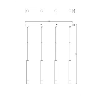 Lampa wisząca Velic ZumaLine - 4 tuby, czarna, 60cm