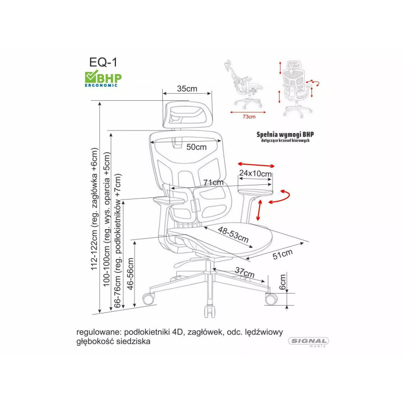 Fotel biurkowy ergonomiczny Signal EQ-1 - Komfort i styl