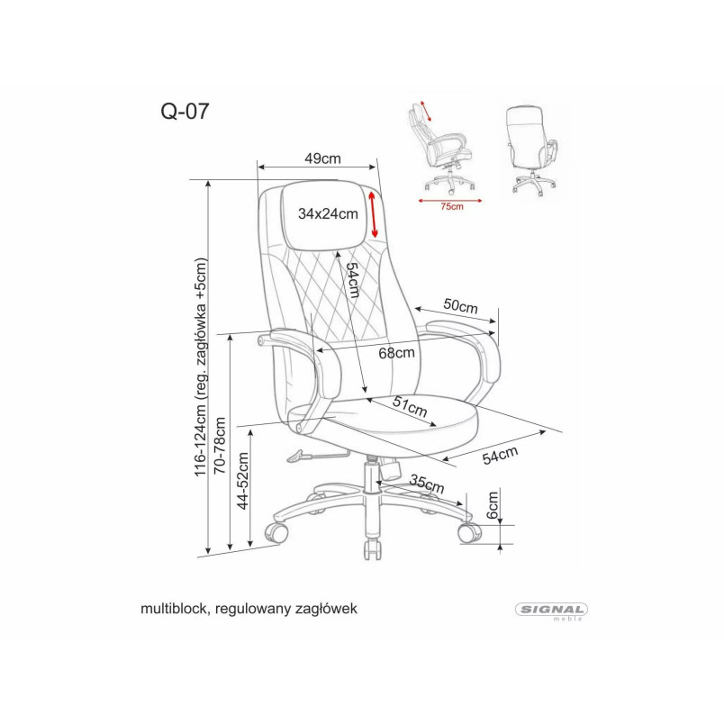 Fotel gabinetowy Signal Q-07 szary - Komfort i styl