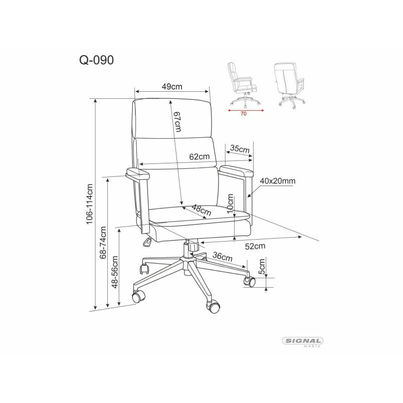 Fotel Gabinetowy Signal Q-090 Czarny - Komfort i Styl