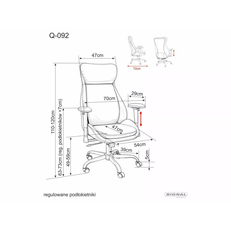 Fotel Gabinetowy Signal Q-092 Granatowy | Komfort i Ergonomia