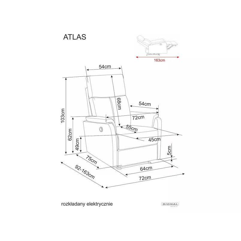 Fotel rozkładany elektryczny Atlas Raven - Signal | Komfort i styl