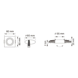 Downlight kwadratowy Finn złoty ZumaLine | Oczko podtynkowe