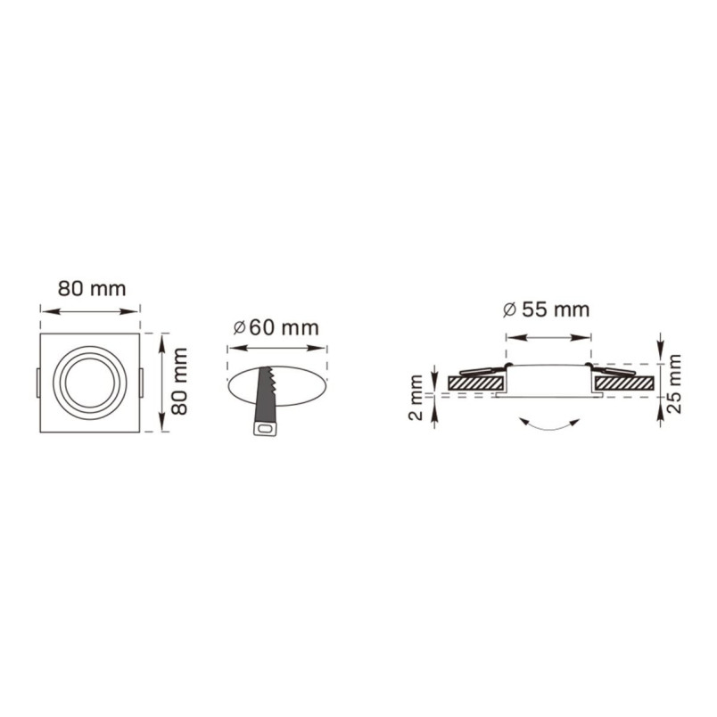 Downlight kwadratowy Finn złoty ZumaLine | Oczko podtynkowe