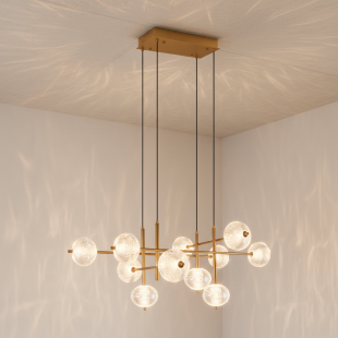 Lampa wisząca ZumaLine Galatea - złoty żyrandol z kulami LED