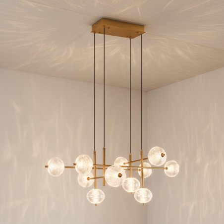 Lampa wisząca ZumaLine Galatea - złoty żyrandol z kulami LED