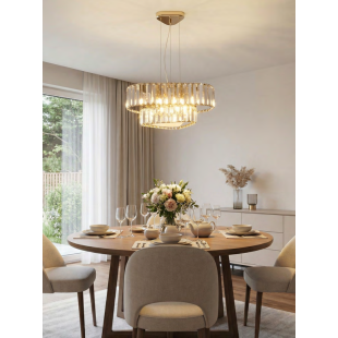 Lampa wisząca ZumaLine Helios - Kryształowa, Złota, 44cm