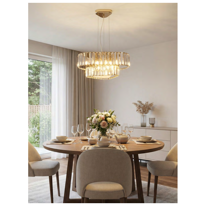 Lampa wisząca ZumaLine Helios - Kryształowa, Złota, 44cm