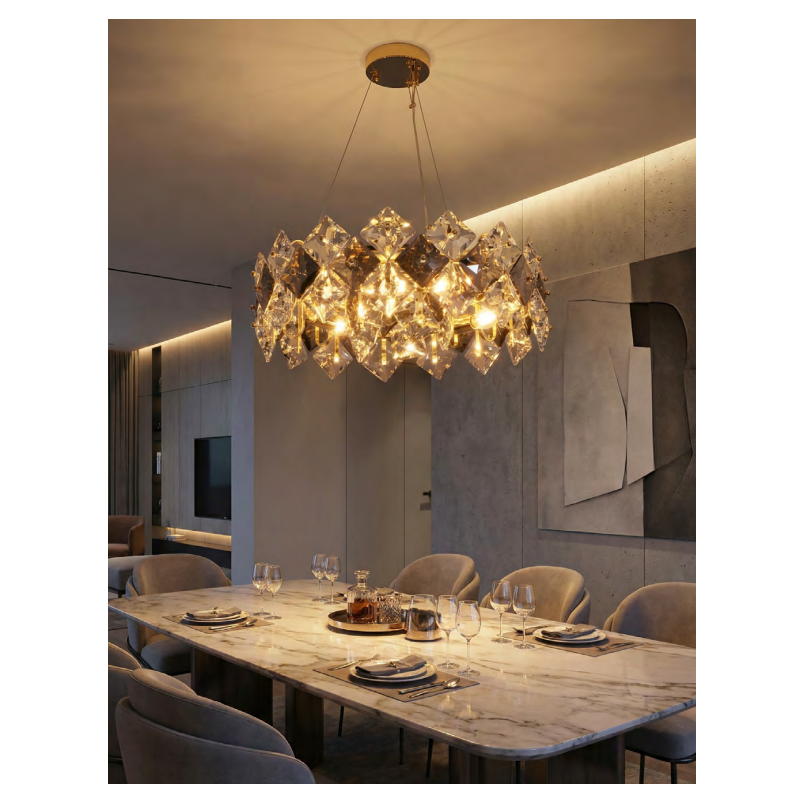 Lampa Tiara Złota - Elegancki Żyrandol Glamour | ZumaLine