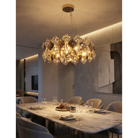 Lampa Tiara Złota - Elegancki Żyrandol Glamour | ZumaLine