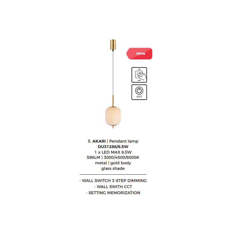 Lampa wisząca Akari ZumaLine | Szkło, LED, Ściemniacz