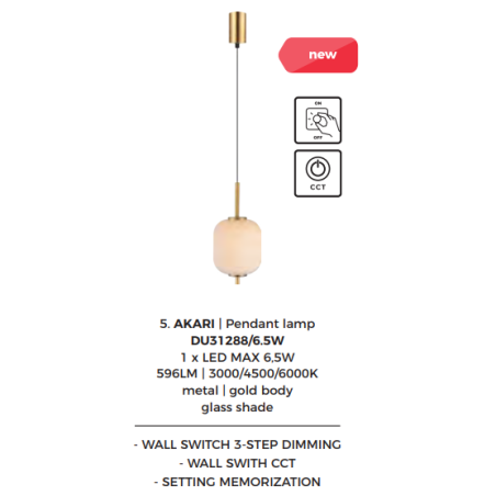 Lampa wisząca Akari ZumaLine | Szkło, LED, Ściemniacz