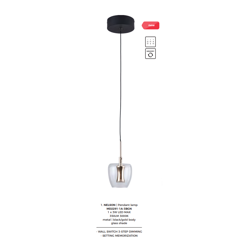 Lampa wisząca szklana ZumaLine Nelson LED - Nowoczesny design