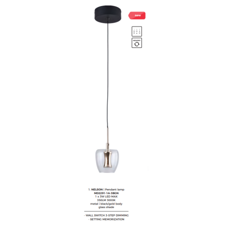 Lampa wisząca szklana ZumaLine Nelson LED - Nowoczesny design
