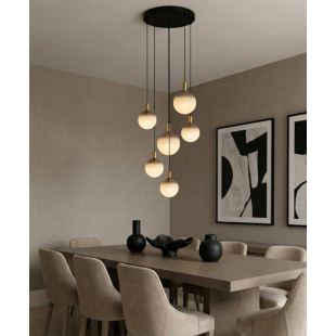 Lampa wisząca Nua ZumaLine | 6 punktów, szkło, złoto