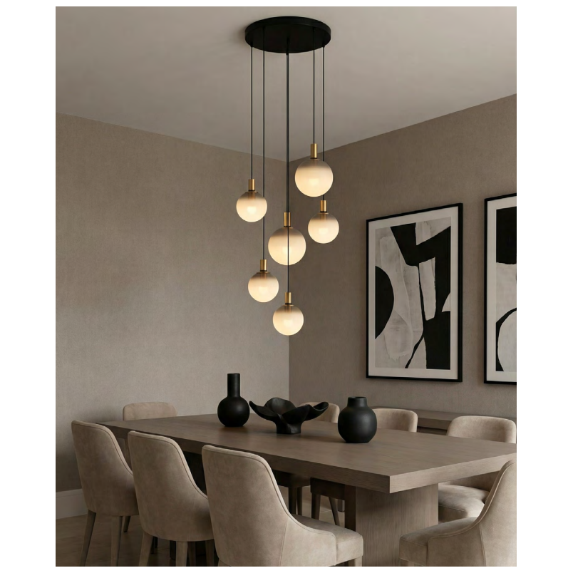 Lampa wisząca Nua ZumaLine | 6 punktów, szkło, złoto