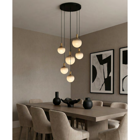 Lampa wisząca Nua ZumaLine | 6 punktów, szkło, złoto