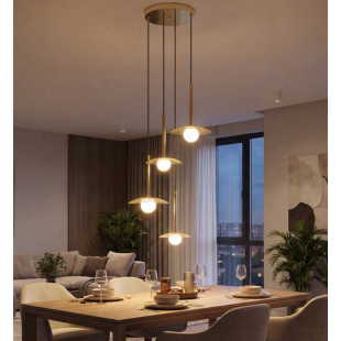 Lampa wisząca ZumaLine Nicosia: Dekoracyjna, 4 punkty, złota