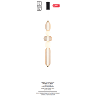 Lampa wisząca ZumaLine Sarr - złoty/czarny, LED, pilot