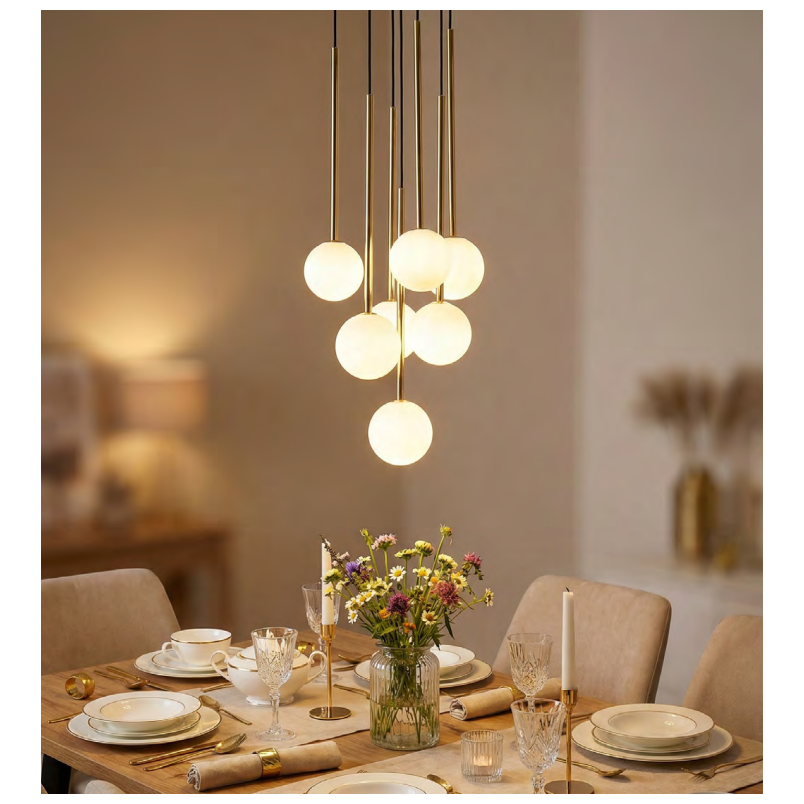 Lampa wisząca Arcturus - 7 kuli, szkło, złoto | ZumaLine