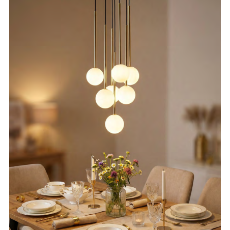 Lampa wisząca Arcturus - 7 kuli, szkło, złoto | ZumaLine