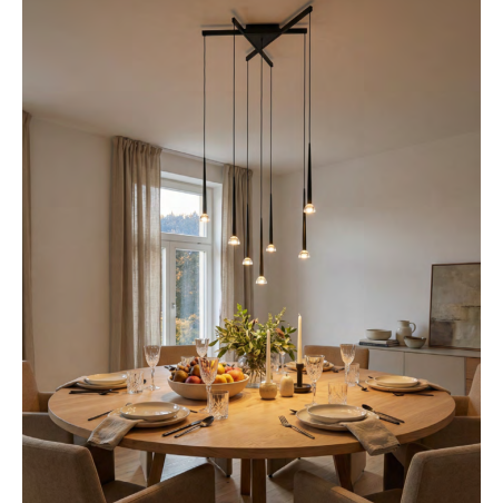 Lampa wisząca Boston ZumaLine | 7 punktów, czarny mat