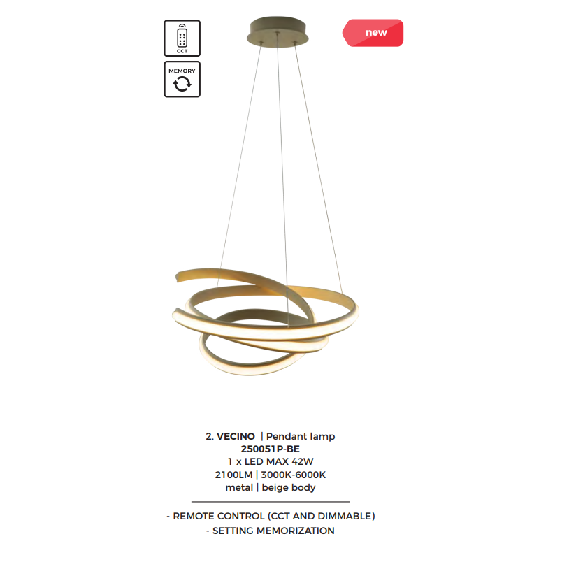 Lampa wisząca Vecino LED ZumaLine | Nowoczesny design, 51cm
