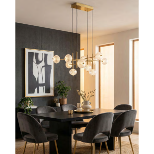 Lampa wisząca ZumaLine Galatea - złoty żyrandol z kulami LED