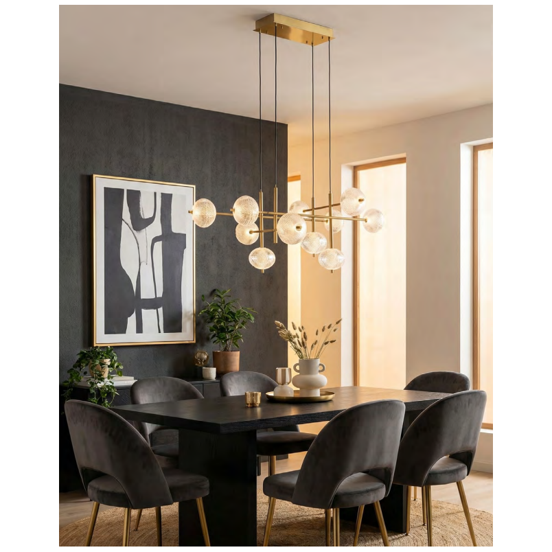 Lampa wisząca ZumaLine Galatea - złoty żyrandol z kulami LED
