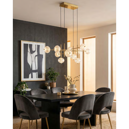 Lampa wisząca ZumaLine Galatea - złoty żyrandol z kulami LED