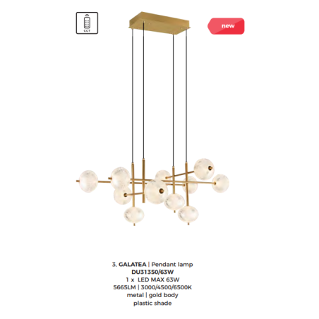Lampa wisząca ZumaLine Galatea - złoty żyrandol z kulami LED