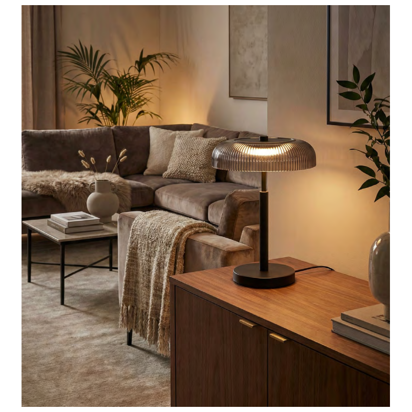 Lampa stołowa retro Solvia ZumaLine | Szara, LED 25cm