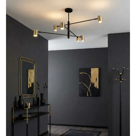 Lampa sufitowa Pedro ZumaLine | 6 punktów, czarno-złota