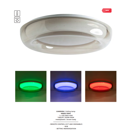 Plafon LED ZumaLine Candora: Pilot, RGB, Ściemnianie | [Nazwa Sklepu]