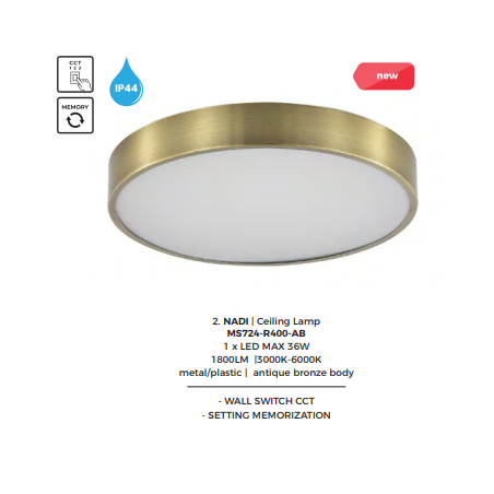 Plafon LED Nadi ZumaLine | Regulacja barwy, styl Retro