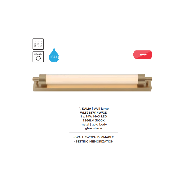 Kinkiet łazienkowy retro Kalia LED 60cm złoty ZumaLine
