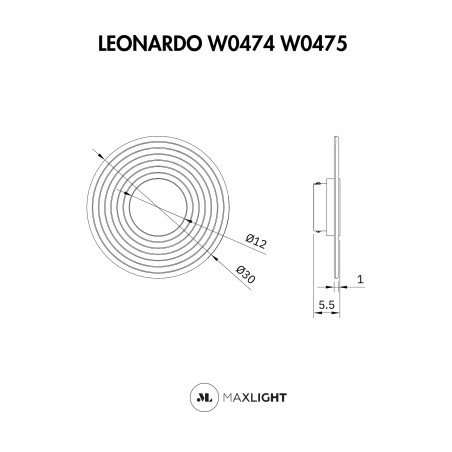 Maxlight W0474 Kinkiet Leonardo 8W Smoky Glass MaxLight