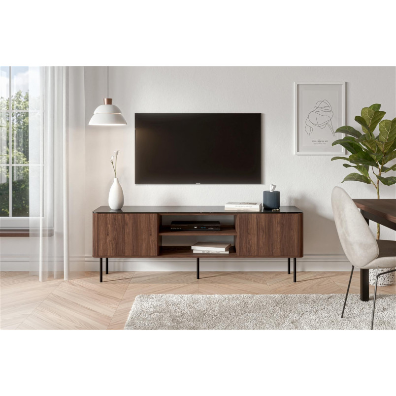 Szafka RTV Solano 150cm Halmar | Orzech Warmia / Czarny Marmur