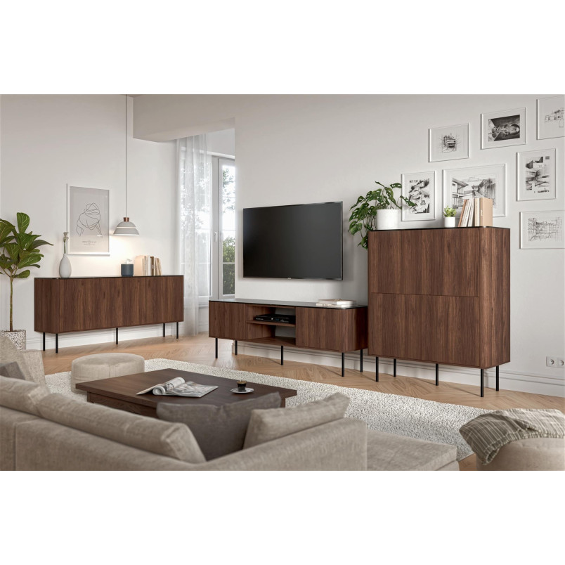 Komoda Solano 100cm Halmar | Orzech Warmia / Czarny Marmur