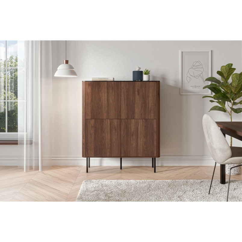 Komoda Solano 100cm Halmar | Orzech Warmia / Czarny Marmur