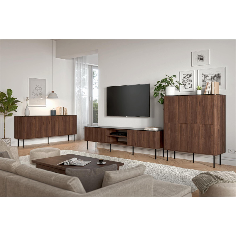 Komoda Solano 160cm Halmar | Orzech Warmia / Czarny Marmur - Kup Teraz!