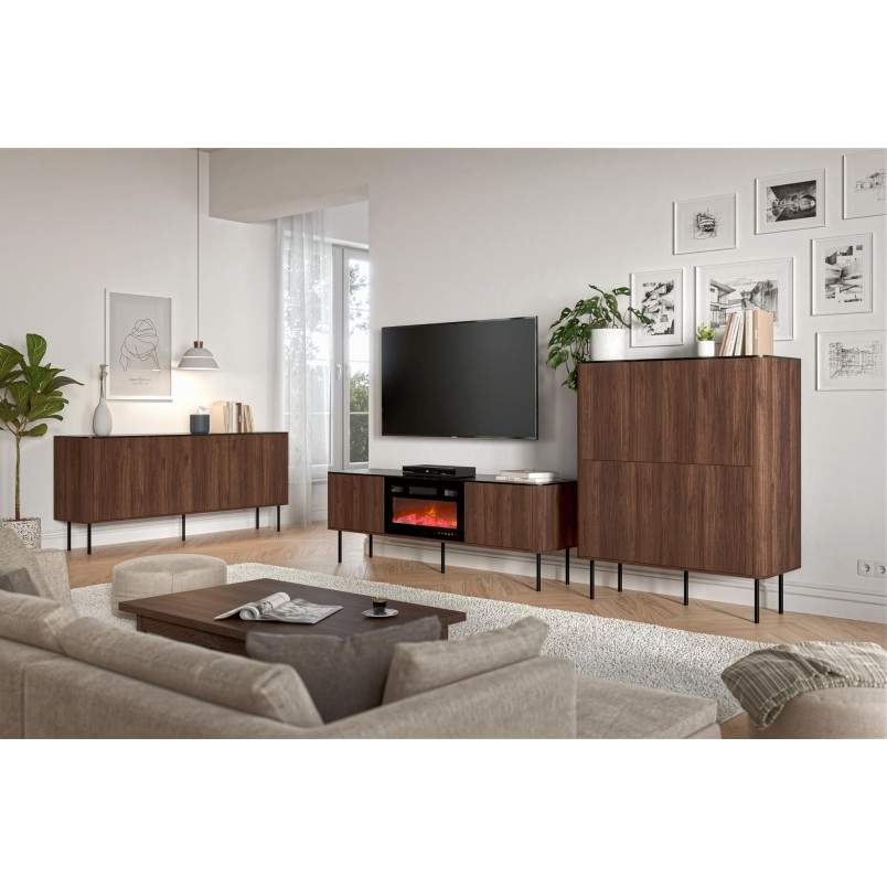 Komoda Solano 160cm Halmar | Orzech Warmia / Czarny Marmur - Kup Teraz!